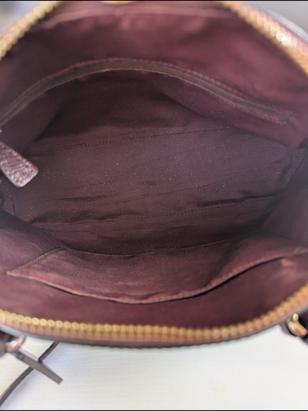 COACH Pebbled Leather Satchel Handbag in Wine - Picture 9 of 12
